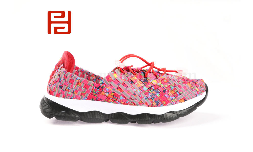 福連升時(shí)尚休閑女鞋潮流編織彈力面炫彩拼色女鞋圖片