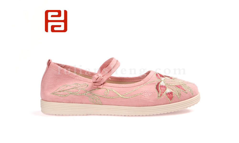 福連升中國(guó)風(fēng)漢服繡花女鞋 春秋老北京布鞋平底古風(fēng)單鞋圖片