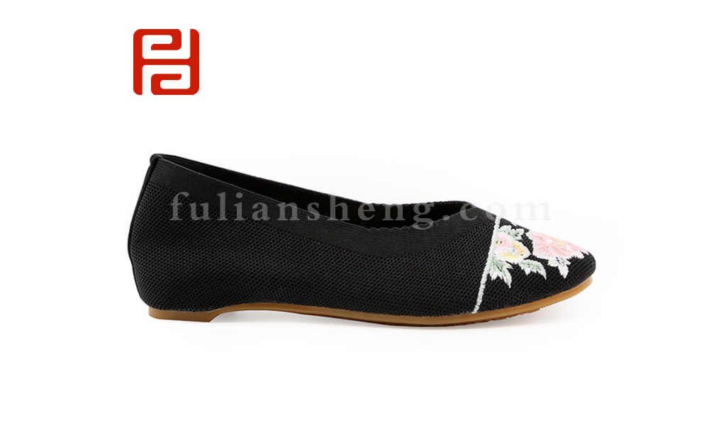 福連升老北京布鞋女夏季透氣網(wǎng)面繡花單鞋淺口軟底一腳蹬涼鞋圖片