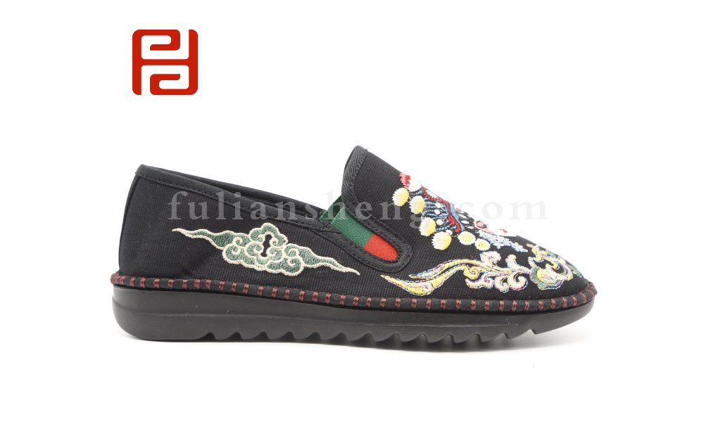 福連升2020冬季新款民族風(fēng)臉譜刺繡女款棉鞋圖片