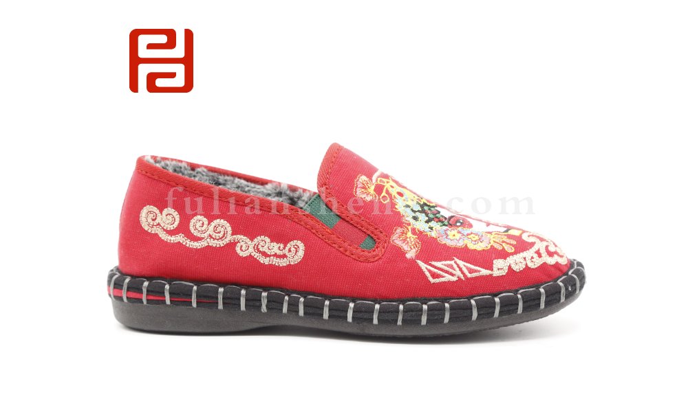 福連升老北京布鞋2020冬季新款民族風臉譜刺繡女款棉鞋圖片