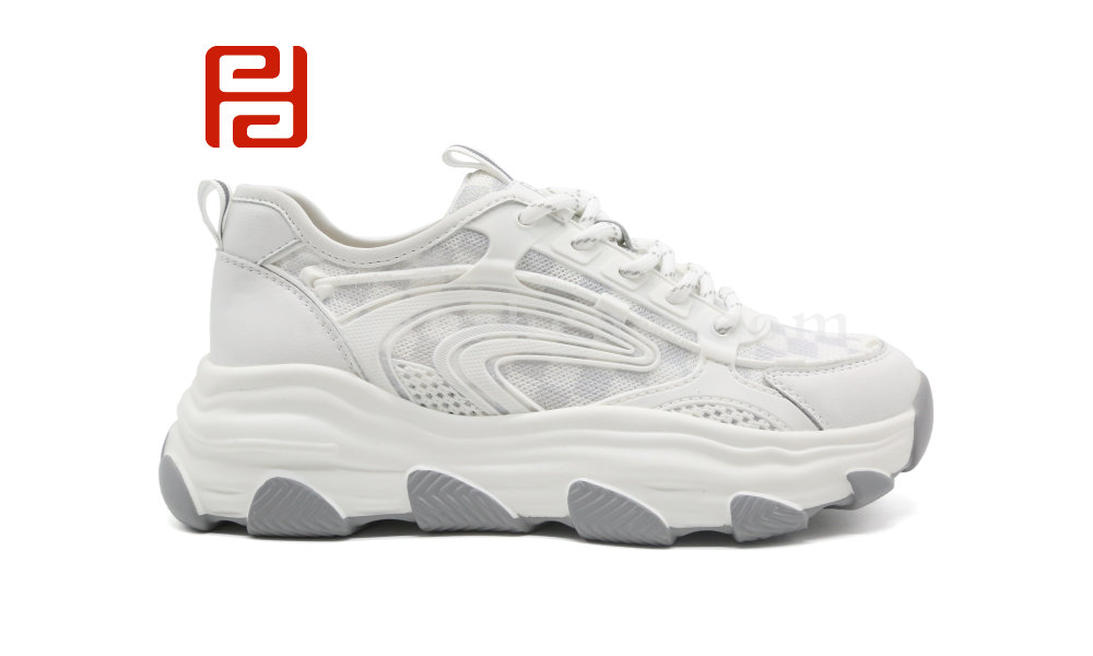 福連升夏季時(shí)尚運(yùn)動(dòng)女鞋棋盤格拼色老爹鞋