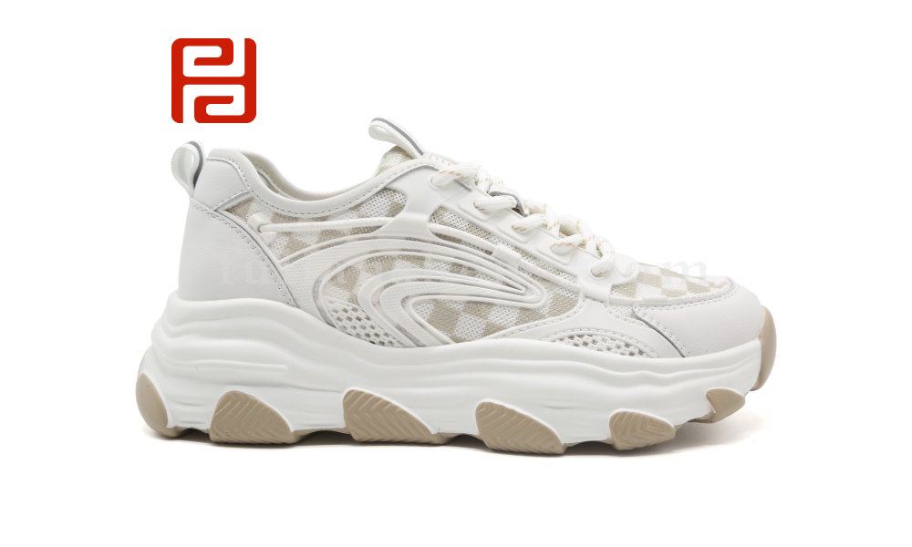 福連升夏季時(shí)尚運(yùn)動(dòng)女鞋棋盤格拼色老爹鞋