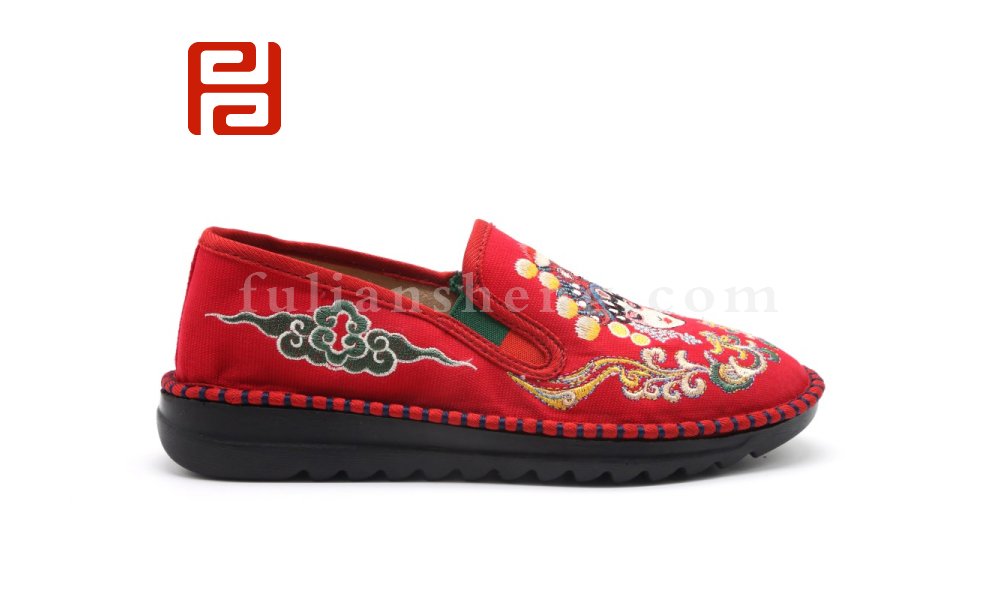 福連升老北京布鞋平底套腳繡花國風(fēng)女鞋臉譜社會鞋