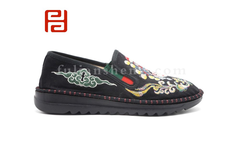 福連升老北京布鞋平底套腳繡花國風(fēng)女鞋臉譜社會鞋